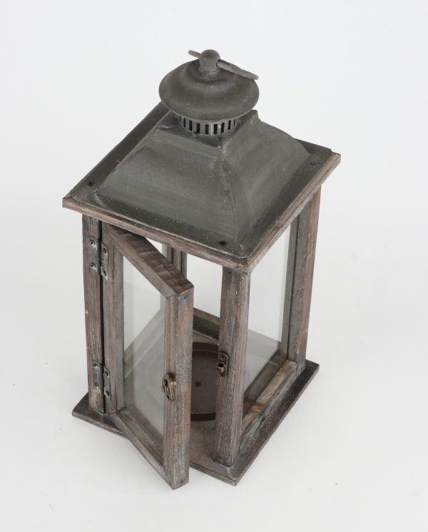 Lucerna dřevěná tmavá 34cm