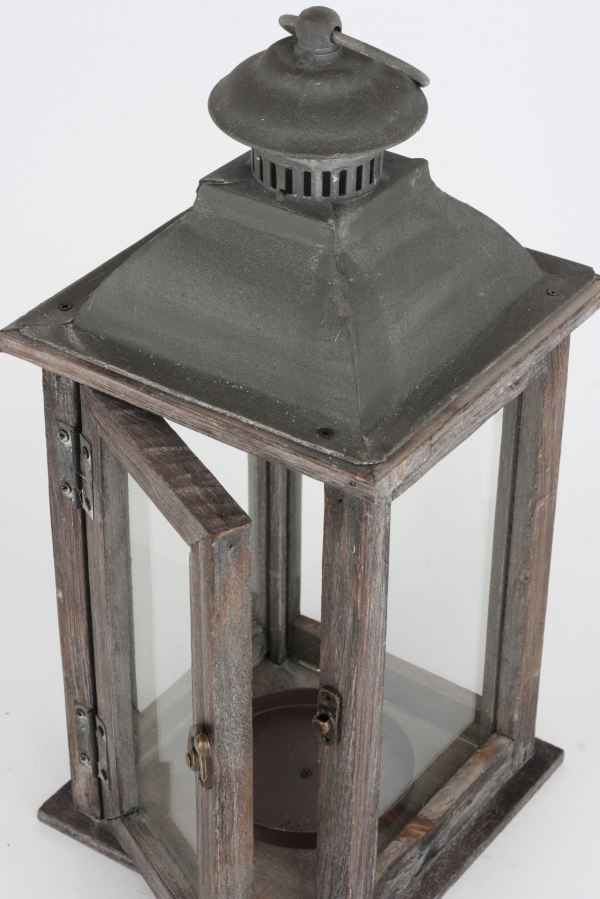 Lucerna dřevěná tmavá 34cm