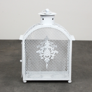 Lucerna kovová bílá 26x40x12cm