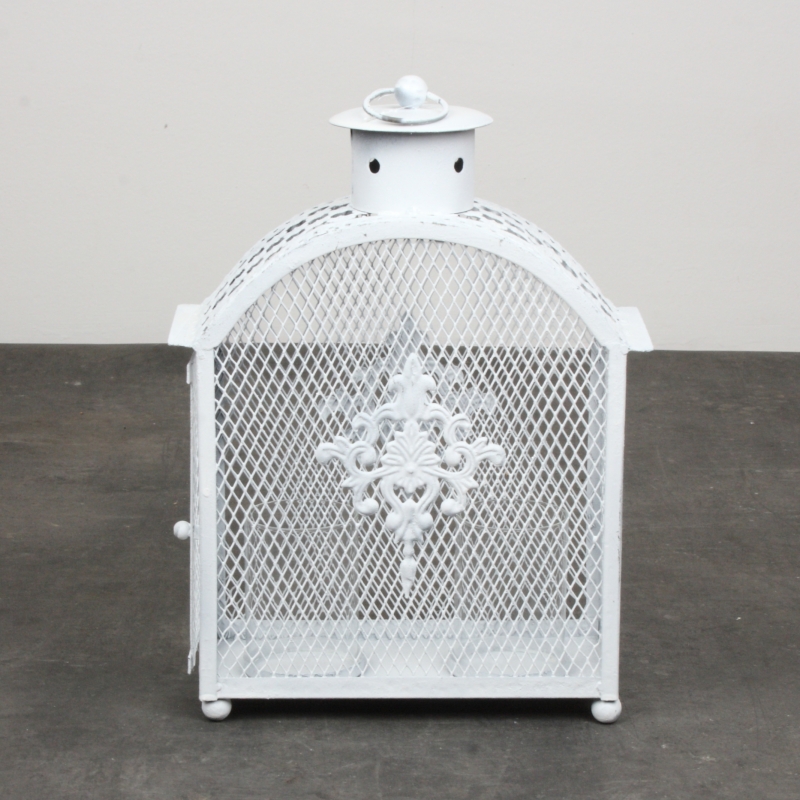 Lucerna kovová bílá 26x40x12cm