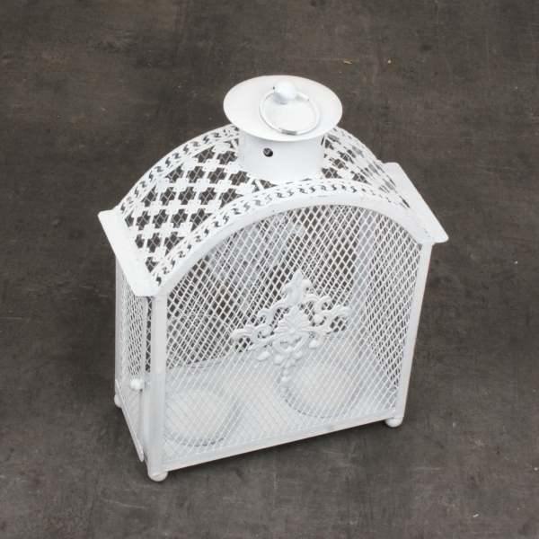 Lucerna kovová bílá 26x40x12cm