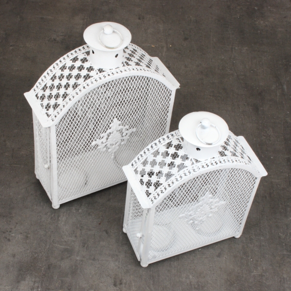 Lucerna kovová bílá 26x40x12cm