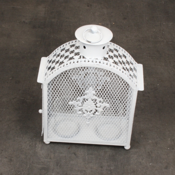 Lucerna kovová bílá 26x40x12cm