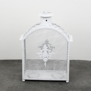 Lucerna kovová bílá 30,5x12x5cm