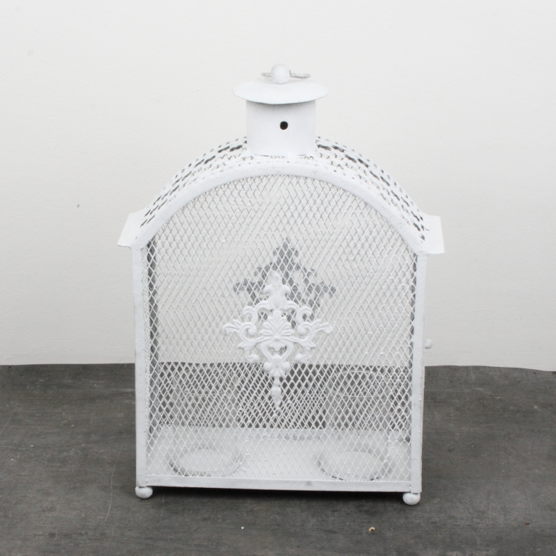 Lucerna kovová bílá 30,5x12x5cm