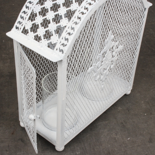 Lucerna kovová bílá 30,5x12x5cm