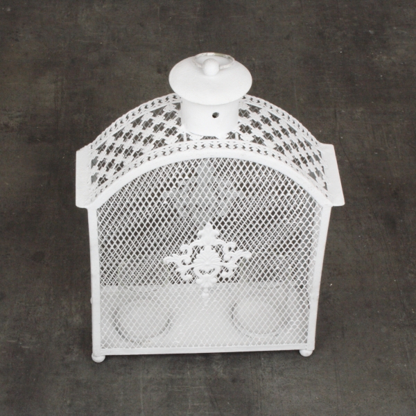 Lucerna kovová bílá 30,5x12x5cm