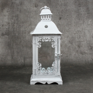 Lucerna kovová bílá s patinou 32cm