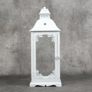 Lucerna kovová bílá s patinou 50cm