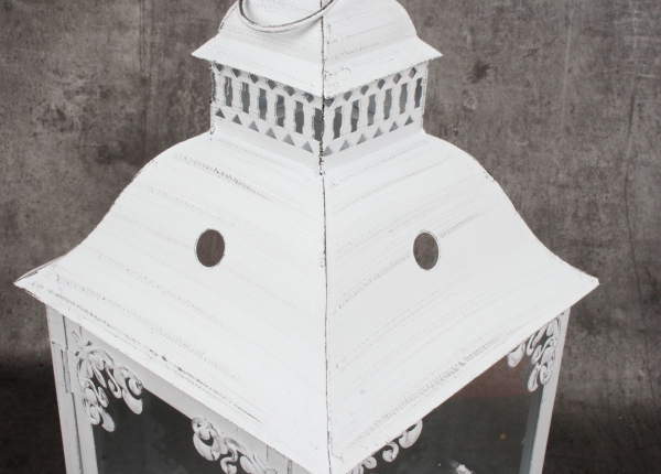 Lucerna kovová bílá s patinou 68cm