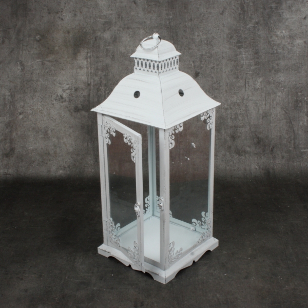 Lucerna kovová bílá s patinou 68cm