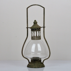 Lucerna kovová se zelenou patinou 45x22cm