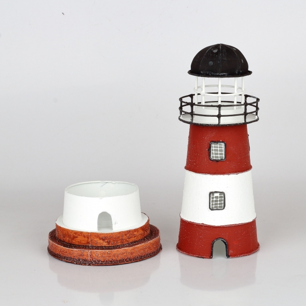 Lucerna na čajovou svíčku maják červený xcm