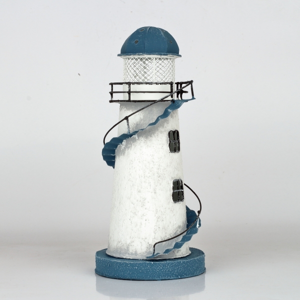 Lucerna na čajovou svíčku maják modrý 25cm