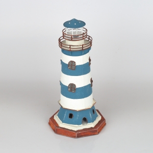 Lucerna na čajovou svíčku maják pruhovaný 24cm