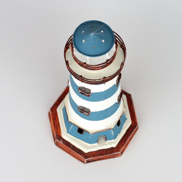 Lucerna na čajovou svíčku maják pruhovaný 24cm