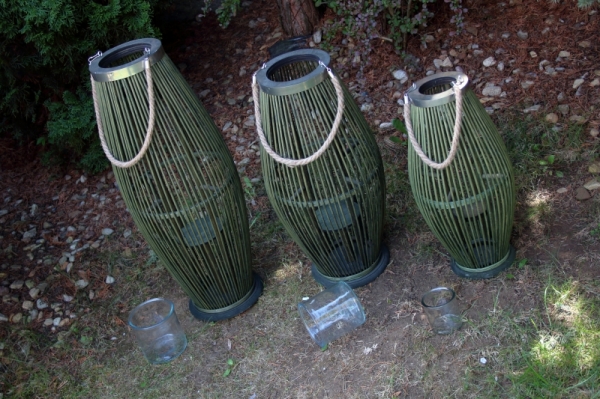 Lucerna na svíčku bambusová 30×59cm