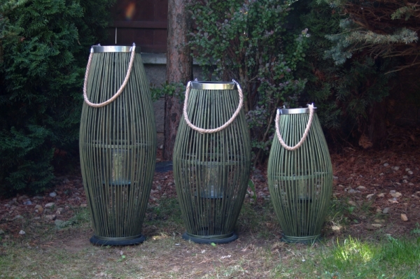 Lucerna na svíčku bambusová 30×59cm