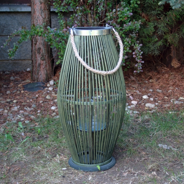 Lucerna na svíčku bambusová 30×59cm