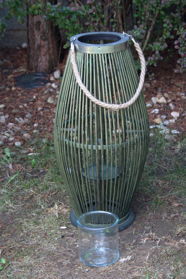 Lucerna na svíčku bambusová 30×59cm