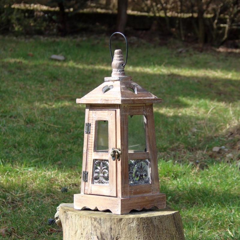 Lucerna na svíčku dřevěná M 35cm 