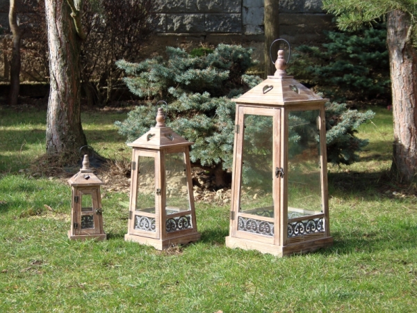 Lucerna na svíčku dřevěná M 35cm 