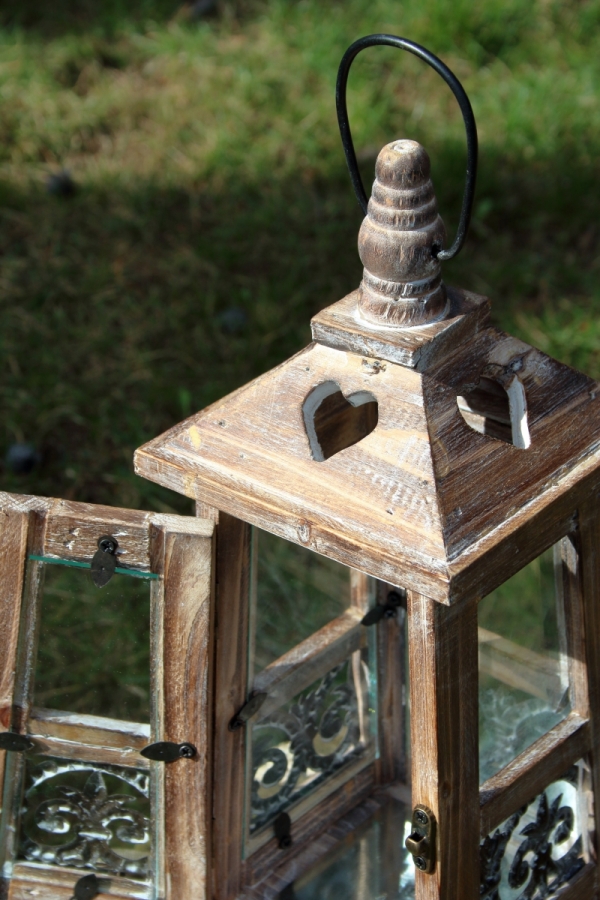 Lucerna na svíčku dřevěná M 35cm 