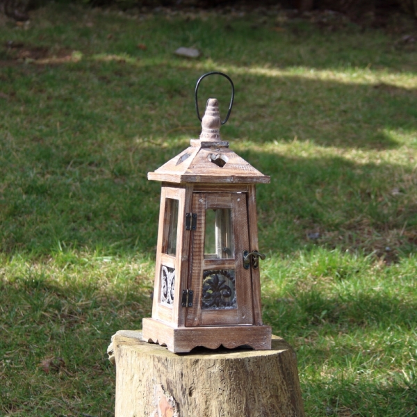 Lucerna na svíčku dřevěná M 35cm 