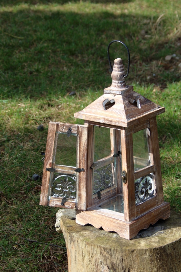 Lucerna na svíčku dřevěná M 35cm 