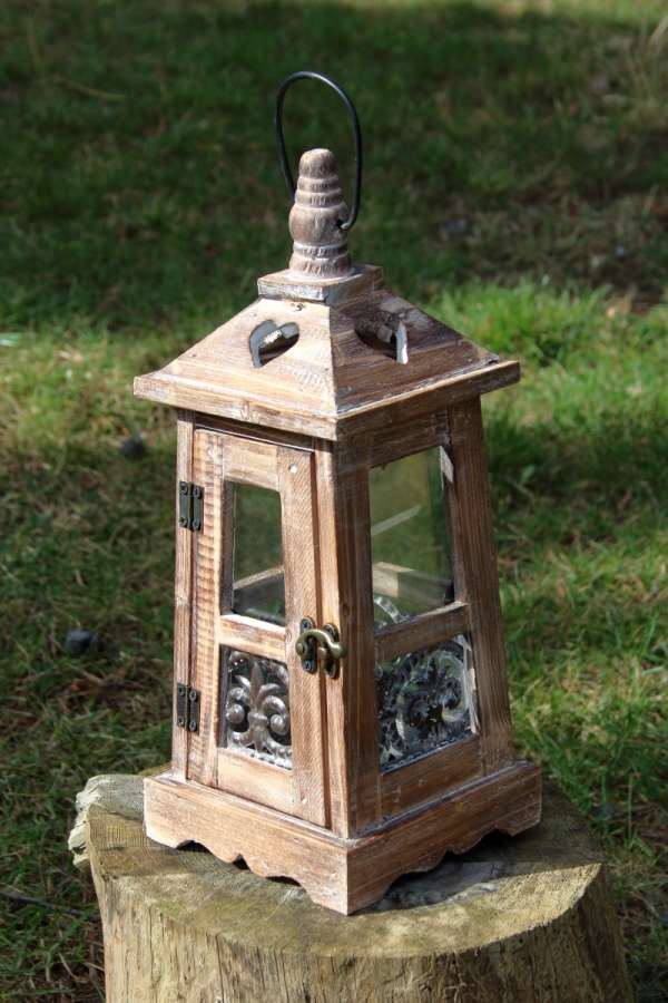 Lucerna na svíčku dřevěná M 35cm 