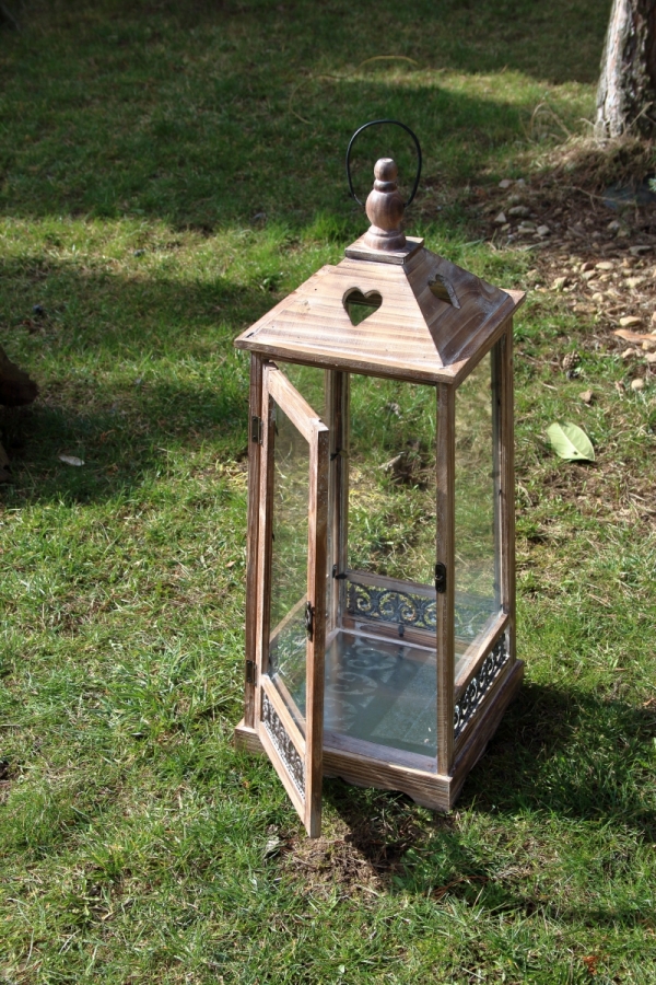 Lucerna na svíčku dřevěná XL 80cm