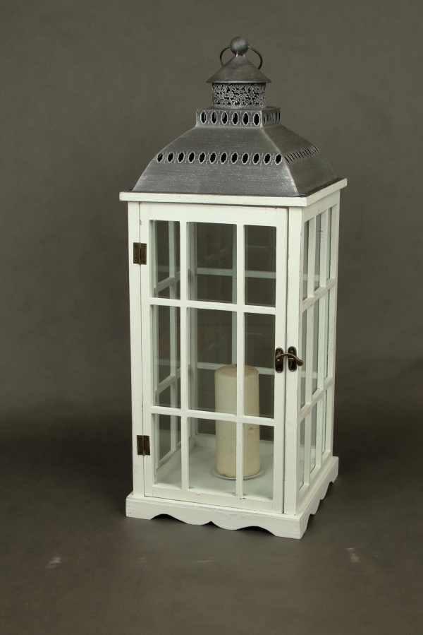 Lucerna na svíčku velká bílá 30x30x80cm