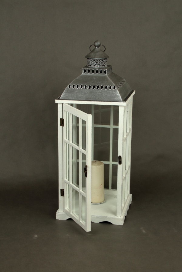 Lucerna na svíčku velká bílá 30x30x80cm