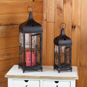 Lucerny černý kov (set 2ks) 44/32cm