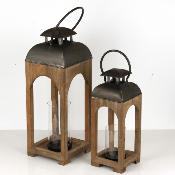 Luxusní dřevěná lucerna na svíčku 47cm