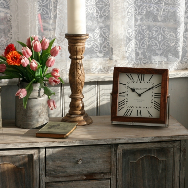 Luxusní dřevěné hodiny stolní 25x5x23cm