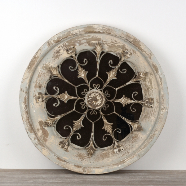 Luxusní kulaté vintage zrcadlo s patinou 60cm