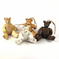 Medvídek dřevěný 11cm bílý  - ruční práce 