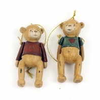 Medvídek lásky 9x5 s ohebnými ručkami 5cm zelený se srdíčkem