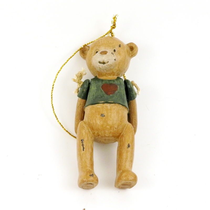 Medvídek lásky 9x5 s ohebnými ručkami 5cm zelený se srdíčkem