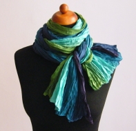 Menší hedvábná šála Modrozelená