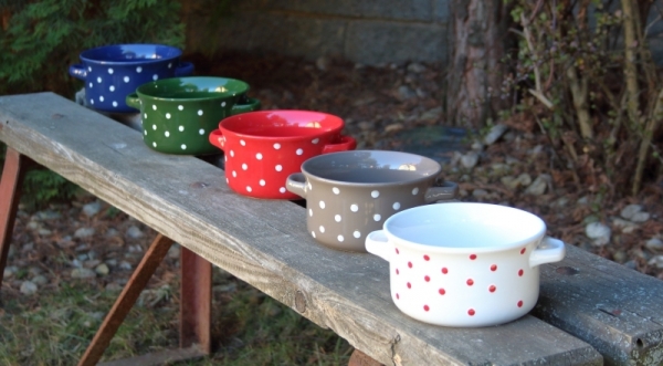 Miska keramická s puntíky modrá 560ml