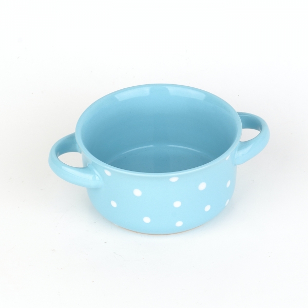 Miska s oušky modrá s bílými puntíky 560ml keramika