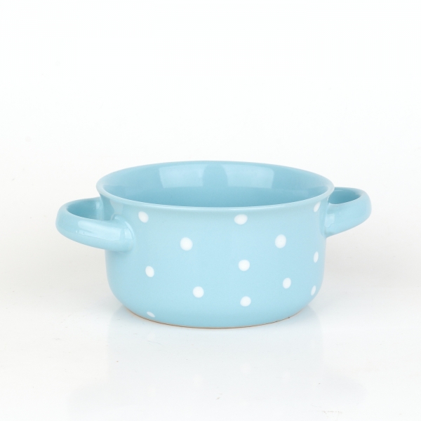 Miska s oušky modrá s bílými puntíky 560ml keramika