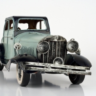 Modely aut - autíčko retro železné modré 32x13x14cm