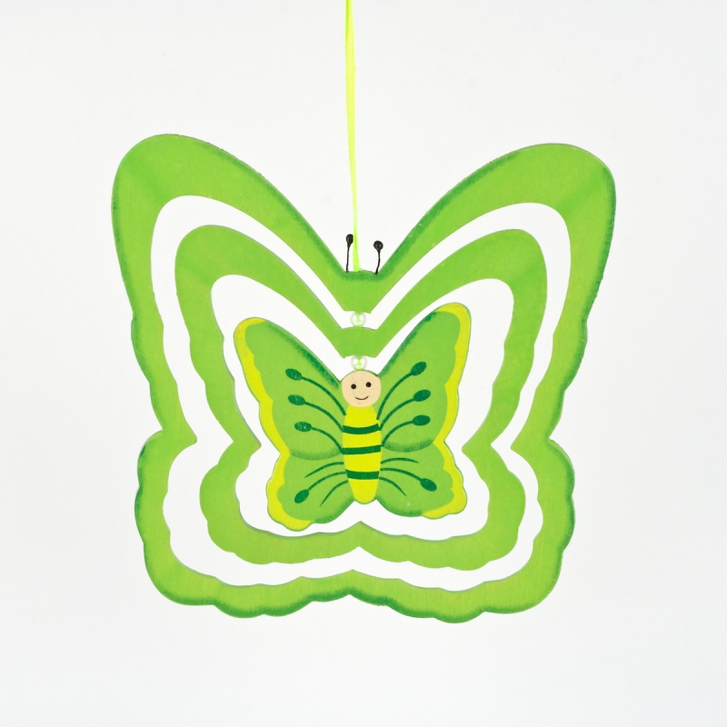 Motýl dřevěný 3 vrstvy zelený 19x19cm