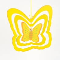 Motýl dřevěný 3 vrstvy žlutý 19x19cm