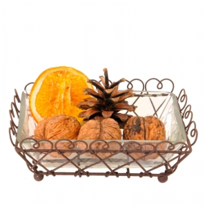 Mýdlenka - košíček se sklem hnědá 11x15x5cm