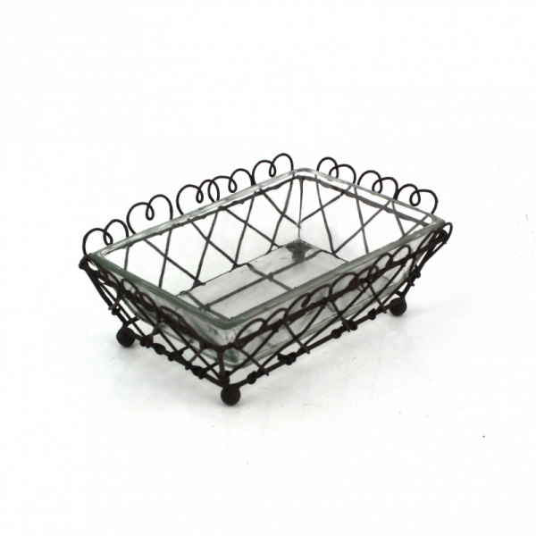 Mýdlenka - košíček se sklem hnědá 11x15x5cm