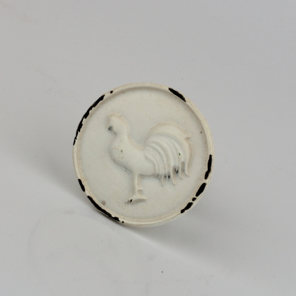 Nábytková úchytka bílá s motivem kohouta 4cm